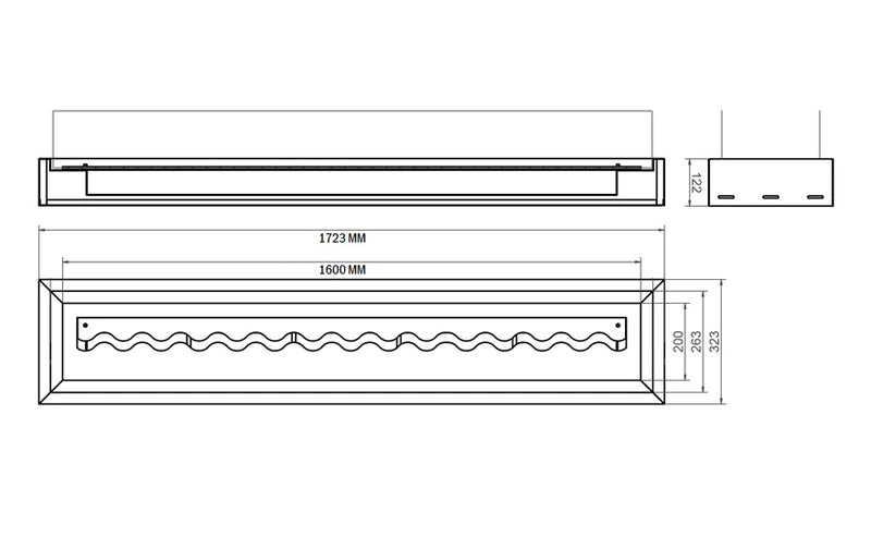 Fala Wave Bio-Ethanol Inzethaard Met Glas 1723 mm