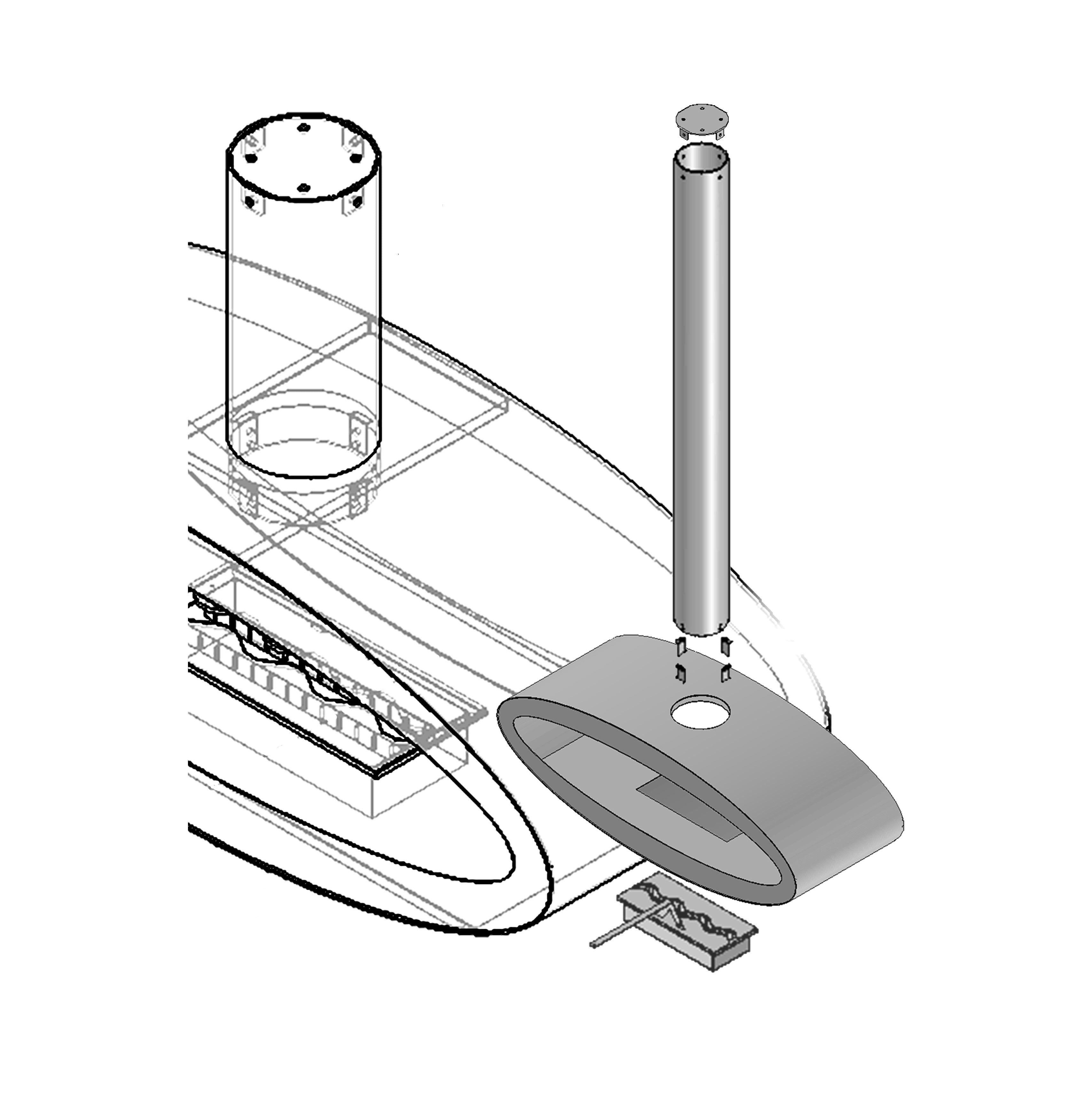 Meru Tube Zwart Bio-ethanol Plafondhaard D80 CM