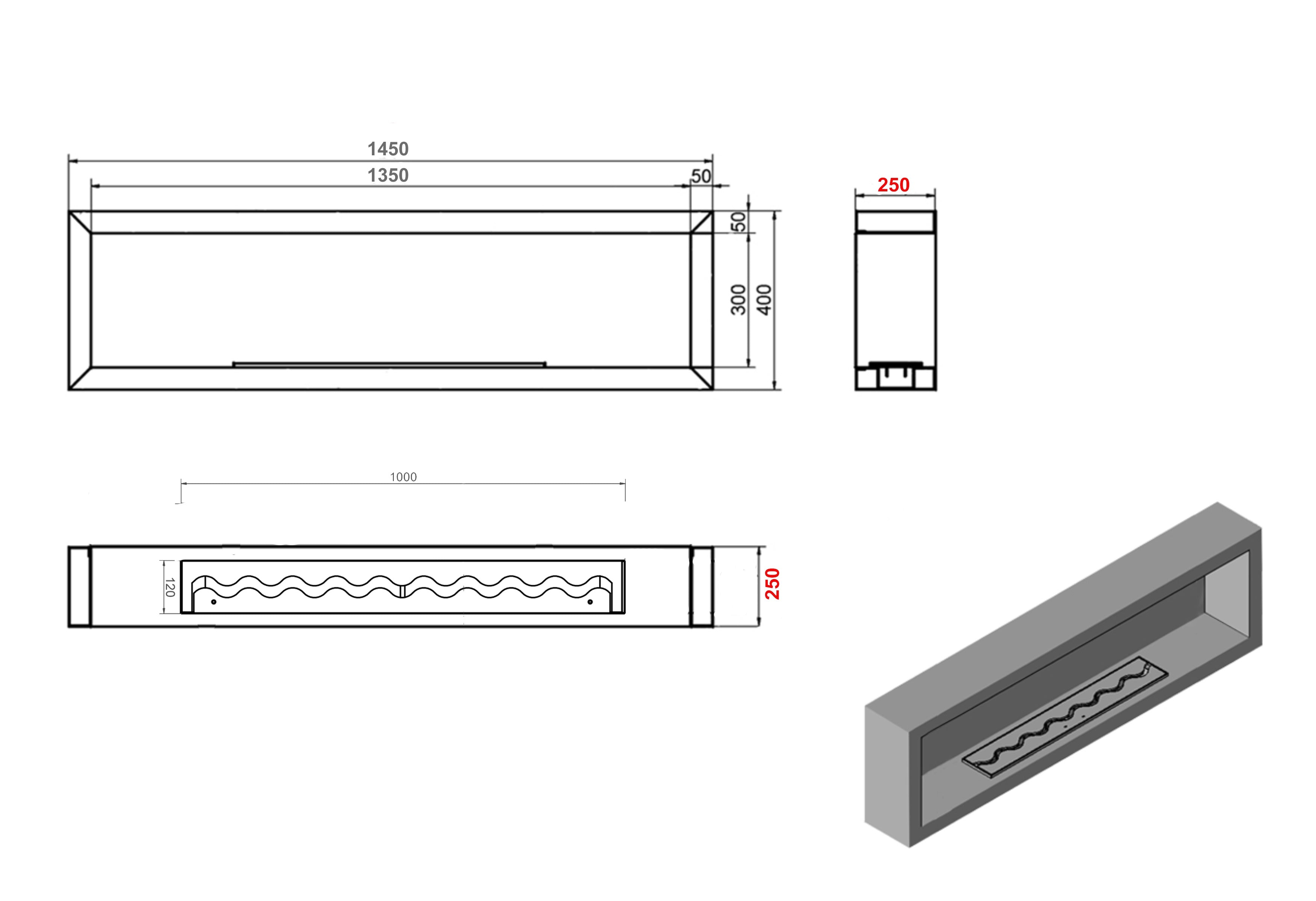 Pelé Bio-Ethanol Wandhaard 145 CM