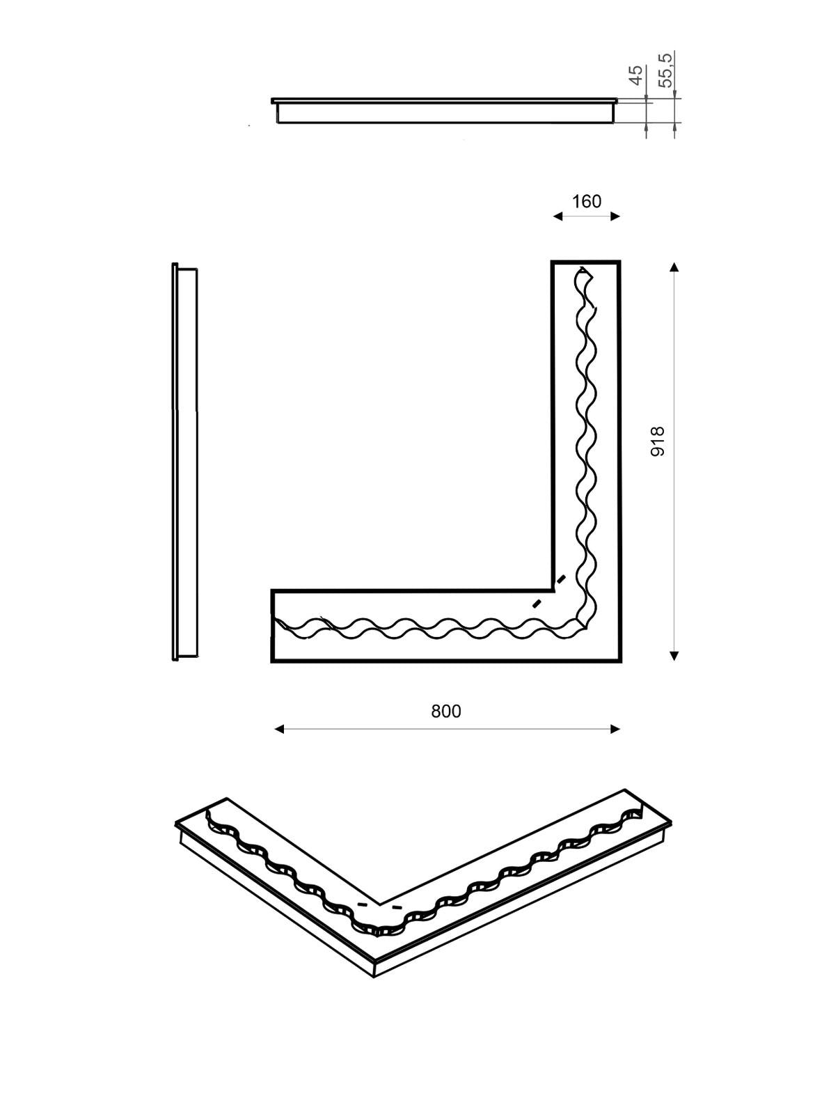 Fala Wave Bio-Ethanol Hoekbrander 800 x 918 x 160 MM
