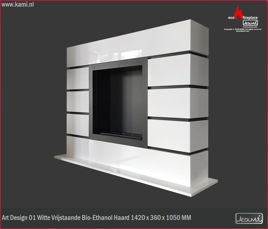 Art Design 01 Witte Bio Ethanol Vrijstaand Haard