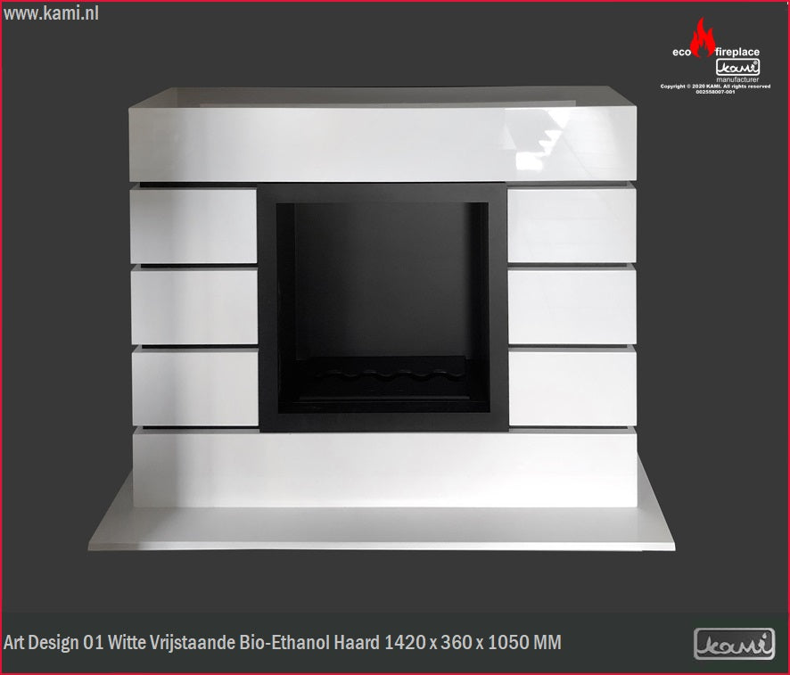 Art Design 01 Witte Bio Ethanol Vrijstaand Haard