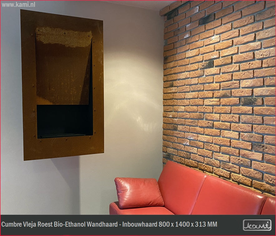 Cumbre Vleja Roest Bio-Ethanol Wandhaard - Inbouwhaard H140 CM