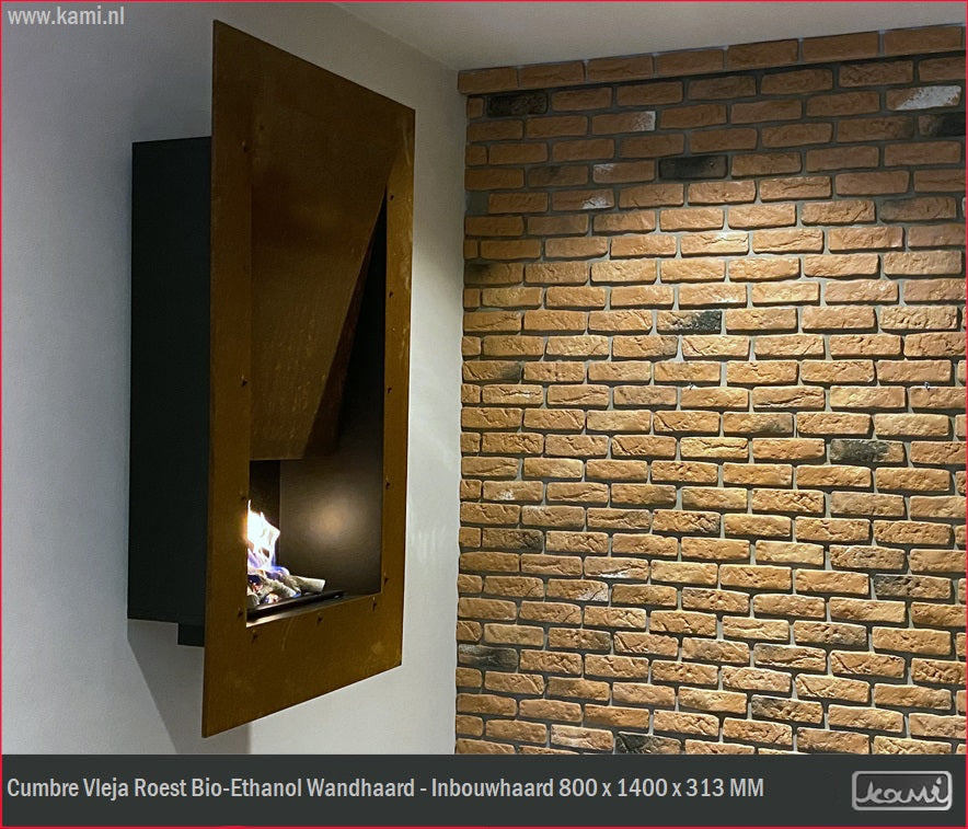 Cumbre Vleja Roest Bio-Ethanol Wandhaard - Inbouwhaard H140 CM
