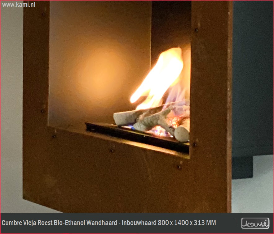 Cumbre Vleja Roest Bio-Ethanol Wandhaard - Inbouwhaard H140 CM