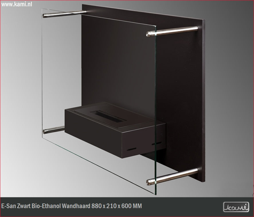 E-San Zwart Bio-Ethanol Wandhaard 88 CM