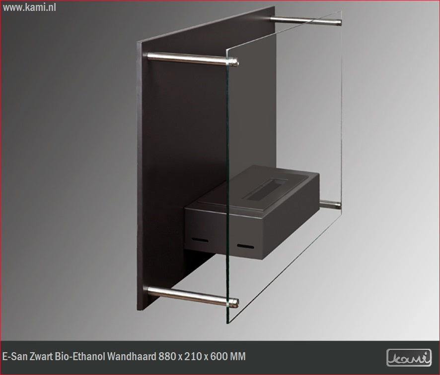 E-San Zwart Bio-Ethanol Wandhaard 88 CM