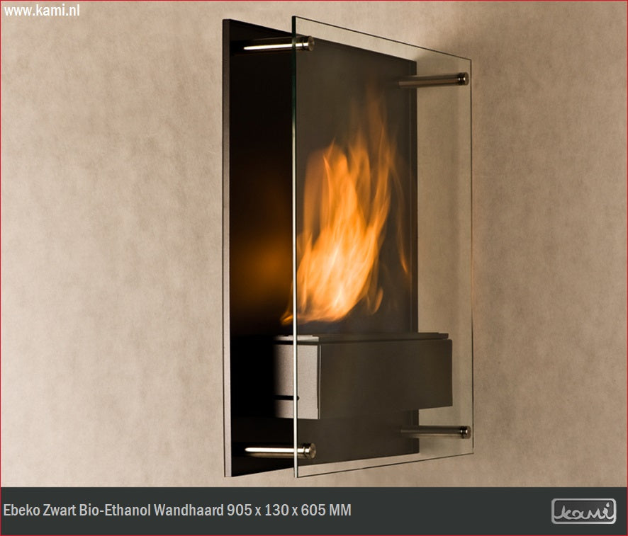 Ebeko Zwart Bio-Ethanol Wandhaard H95 CM