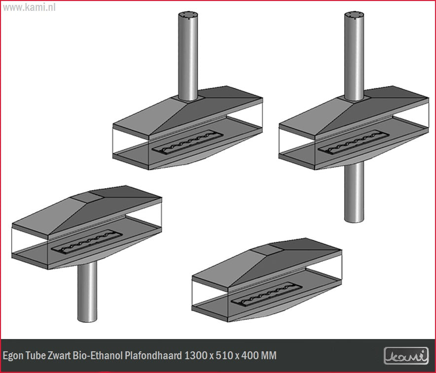 Egon Tube Zwart Bio-Ethanol Plafondhaard D130 CM