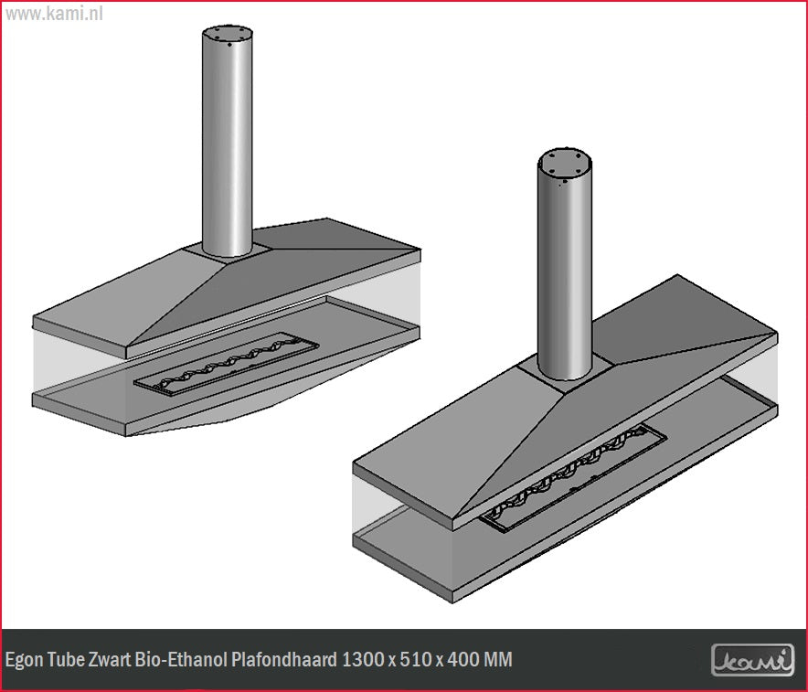 Egon Tube Zwart Bio-Ethanol Plafondhaard D130 CM