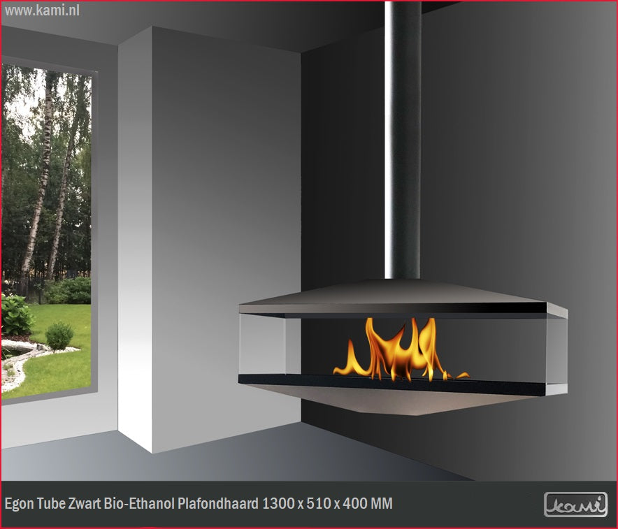 Egon Tube Zwart Bio-Ethanol Plafondhaard D130 CM
