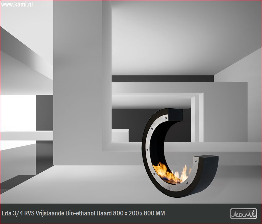 Erta 3/4 RVS Bio-Ethanol Vrijstaand Haard 80 CM