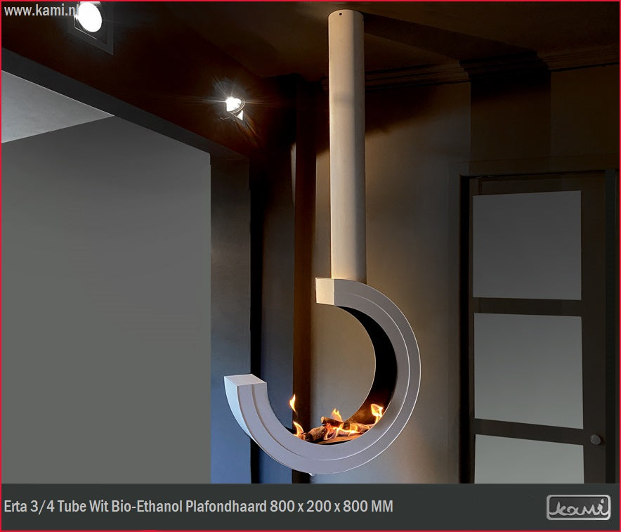 Erta 3/4 Tube Wit Bio-Ethanol Plafondhaard 80 CM