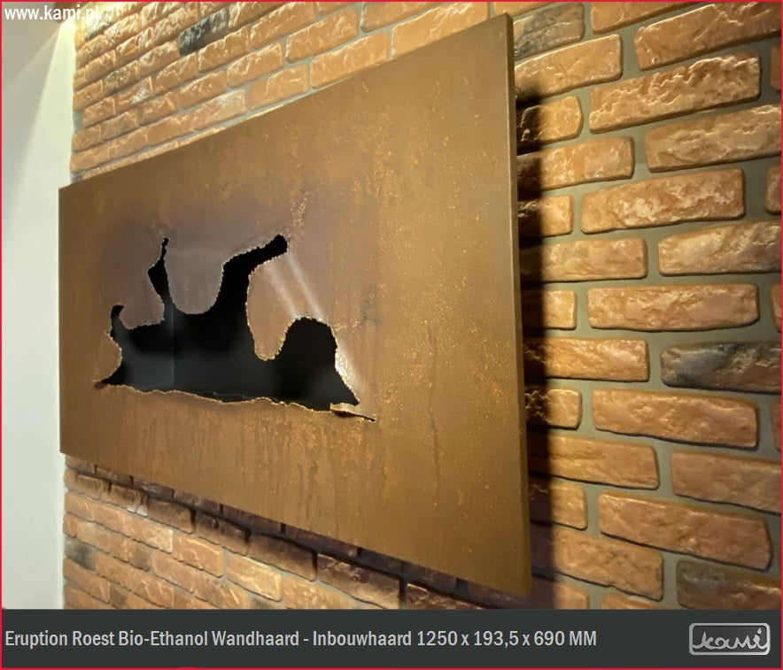 Eruption Roest Bio-Ethanol Wandhaard - Inbouwhaard 125 CM