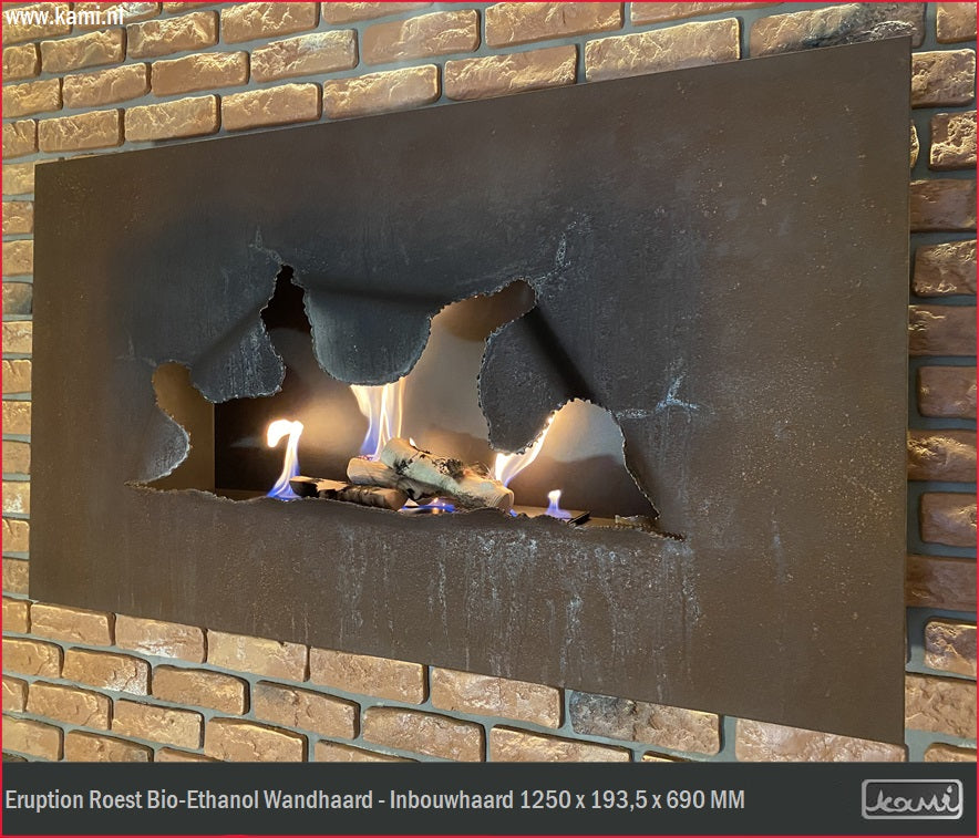Eruption Roest Bio-Ethanol Wandhaard - Inbouwhaard 125 CM