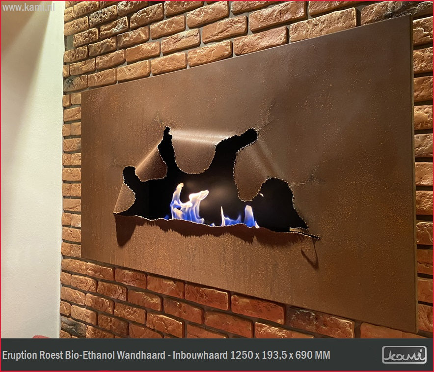 Eruption Roest Bio-Ethanol Wandhaard - Inbouwhaard 125 CM