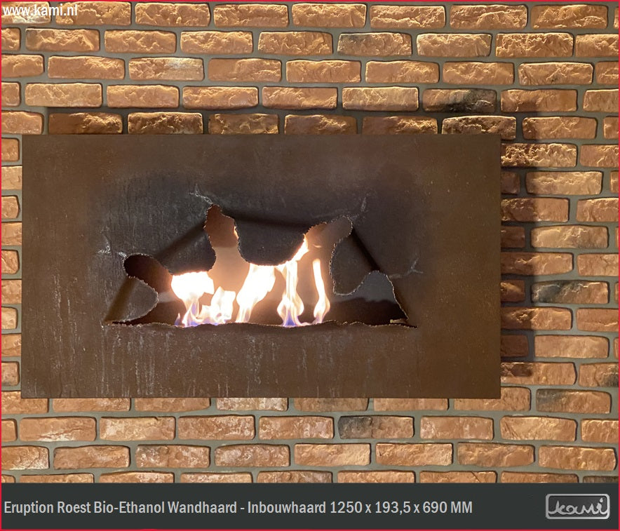 Eruption Roest Bio-Ethanol Wandhaard - Inbouwhaard 125 CM