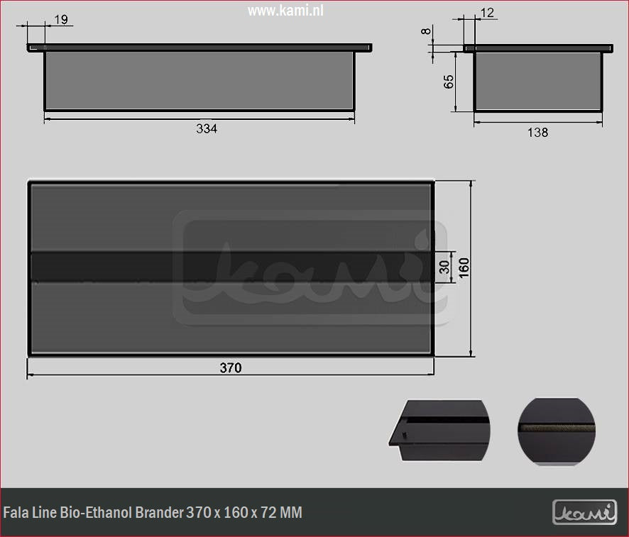 Fala Line Bio-Ethanol Brander 160 x 370 MM
