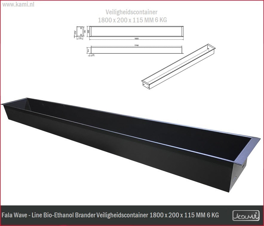 Fala Line Bio-Ethanol Brander 200 x 1800 MM
