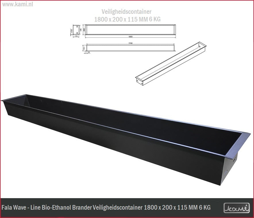 Fala Wave Bio-Ethanol Brander 200 x 1800 MM
