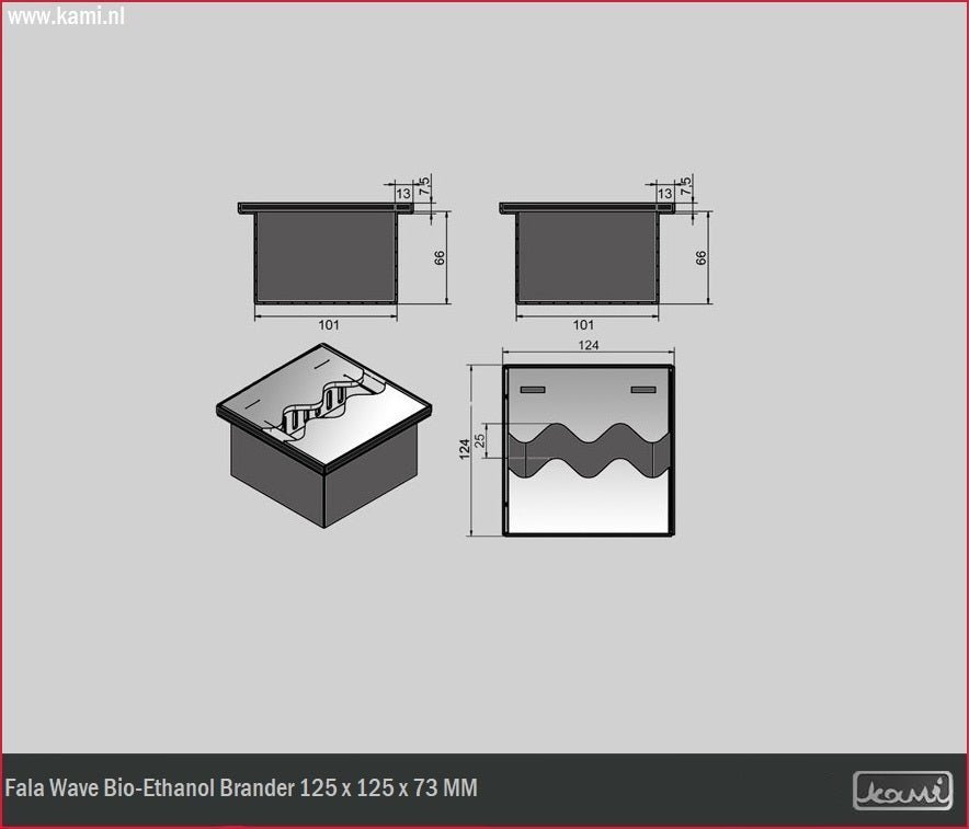 Fala Wave Bio-Ethanol Brander 125 x 125 MM