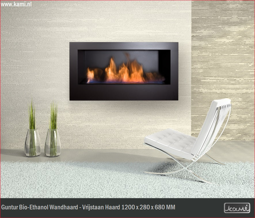 Guntur Bio-Ethanol Wandhaard - Vrijstaand Haard 120 CM
