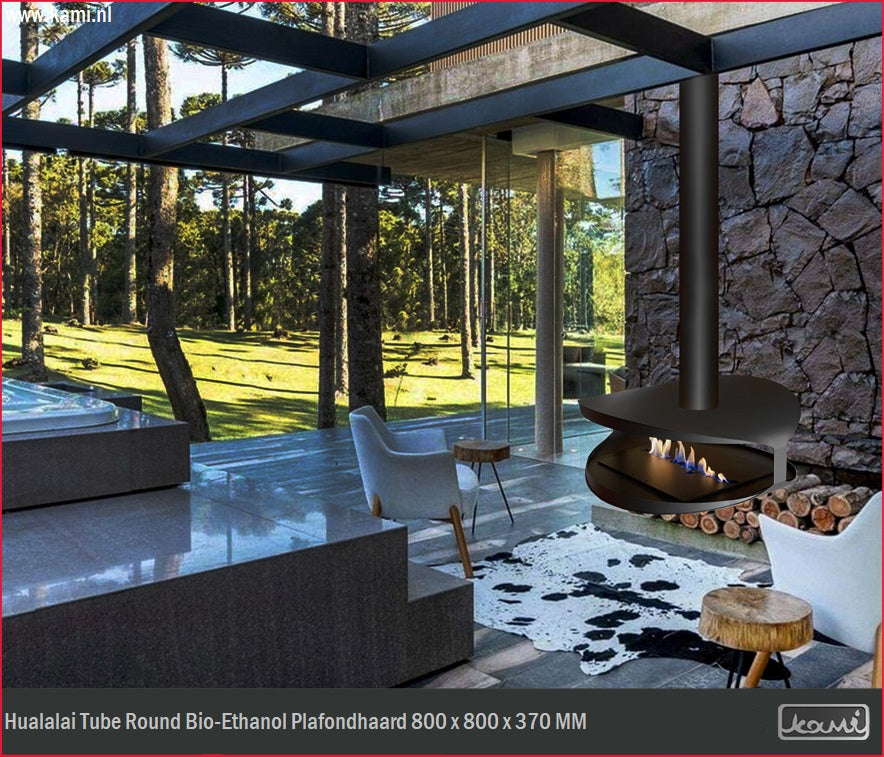 Hualalai Tube Round Bio-Ethanol Plafondhaard D80 CM