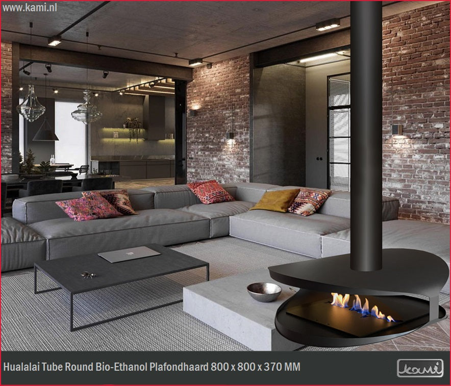 Hualalai Tube Round Bio-Ethanol Plafondhaard D80 CM