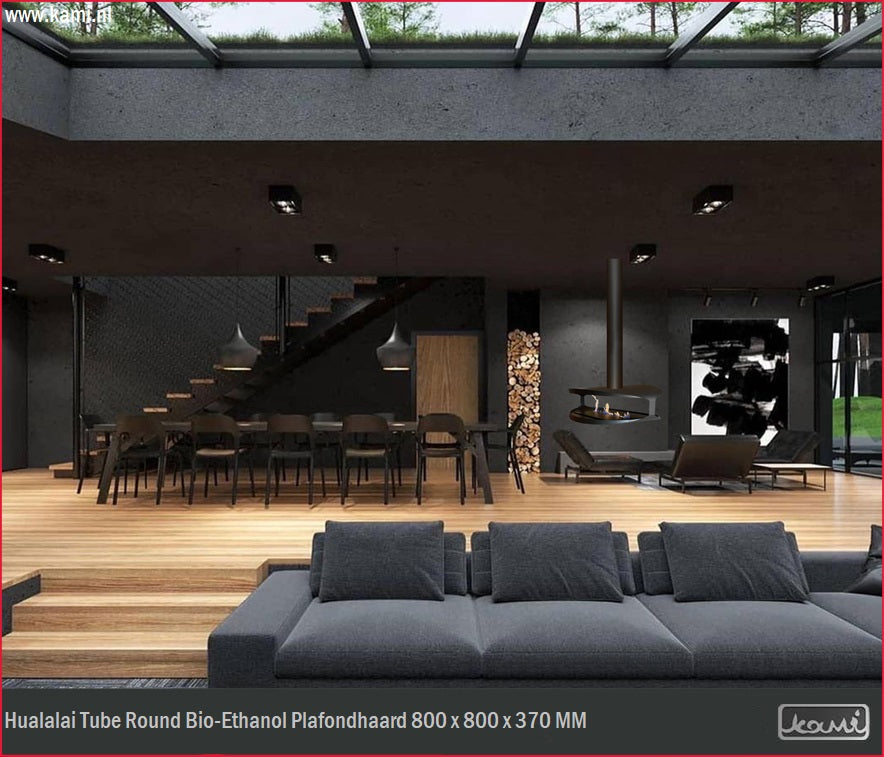 Hualalai Tube Round Bio-Ethanol Plafondhaard D80 CM