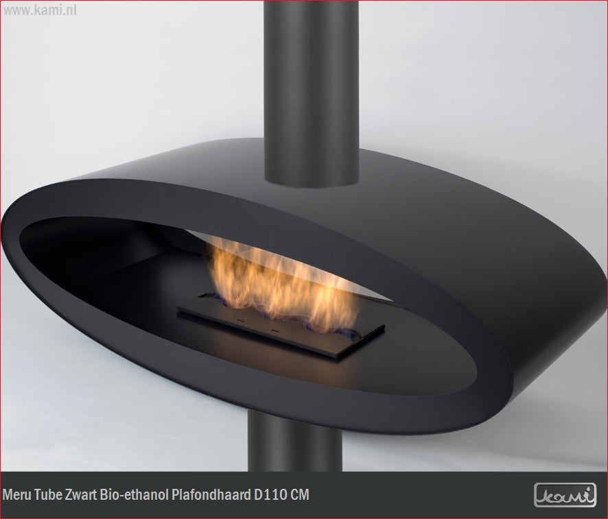 Meru Tube Zwart Bio-ethanol Plafondhaard D110 CM