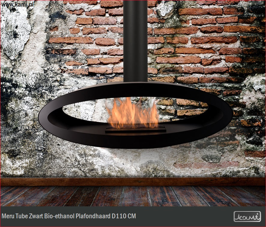 Meru Tube Zwart Bio-ethanol Plafondhaard D110 CM