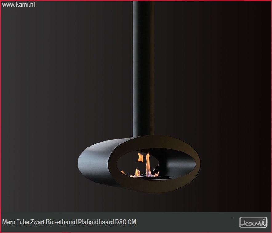 Meru Tube Zwart Bio-ethanol Plafondhaard D80 CM