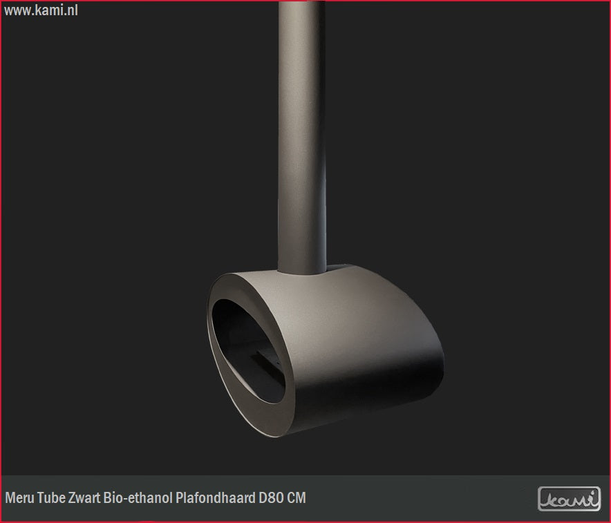 Meru Tube Zwart Bio-ethanol Plafondhaard D80 CM