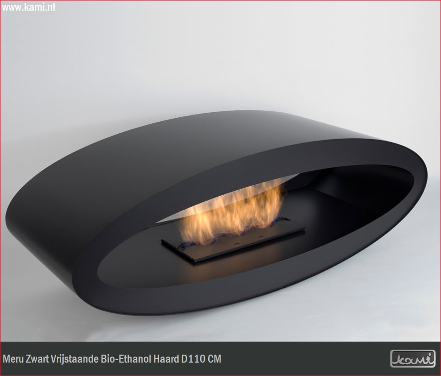 Meru Zwart Bio-Ethanol Vrijstaand Haard D110 CM