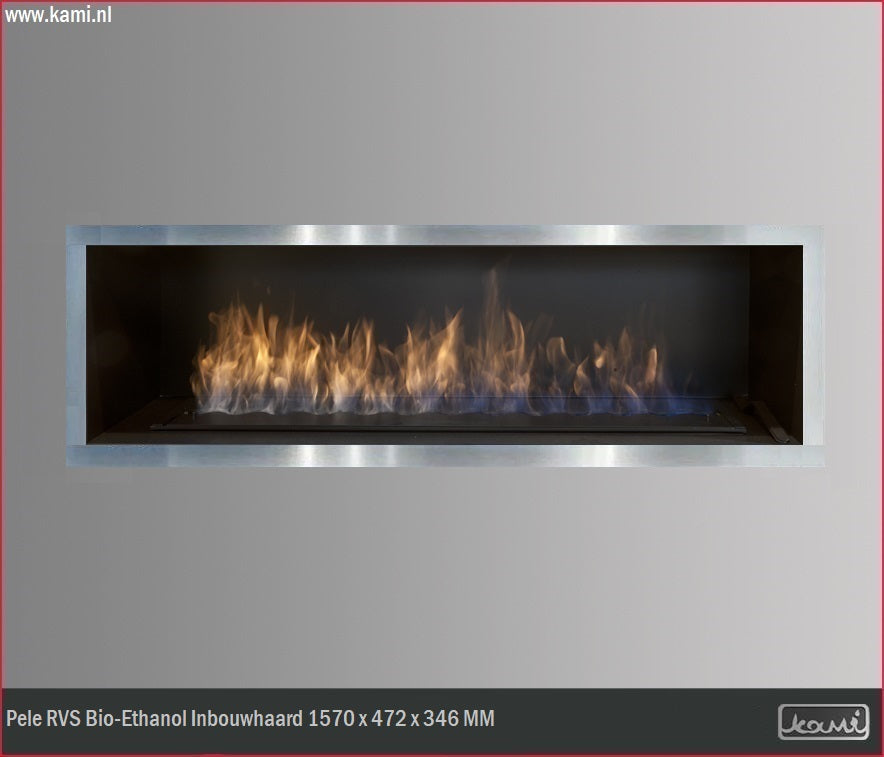 Pele RVS Bio-Ethanol Inbouwhaard 1570 x 472 x 346 MM