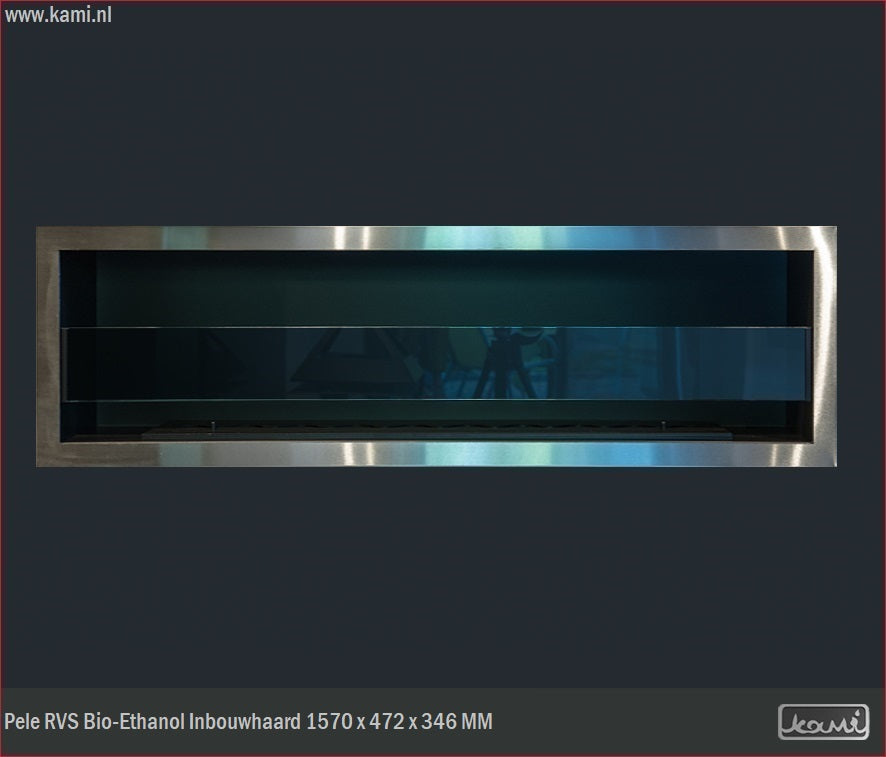 Pele RVS Bio-Ethanol Inbouwhaard 1570 x 472 x 346 MM