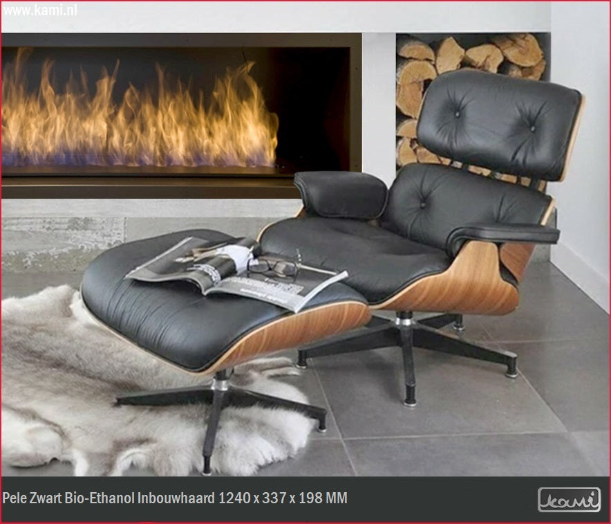 Pele Zwart Bio-Ethanol Inbouwhaard 1240 x 337 x 198 MM