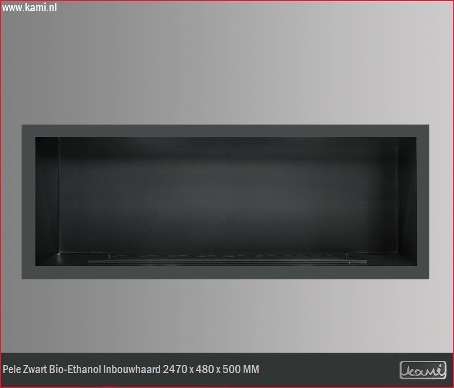 Pele Zwart Bio-Ethanol Inbouwhaard 2470 x 480 x 500 MM