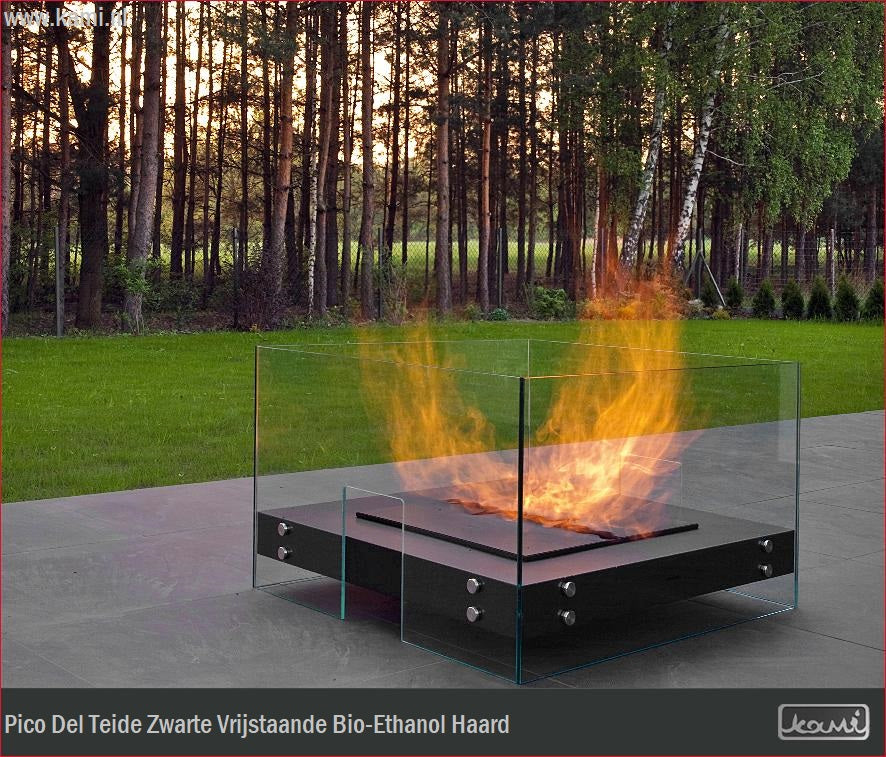 Pico Del Teide Zwart Bio Ethanol Vrijstaande Haard 80 CM
