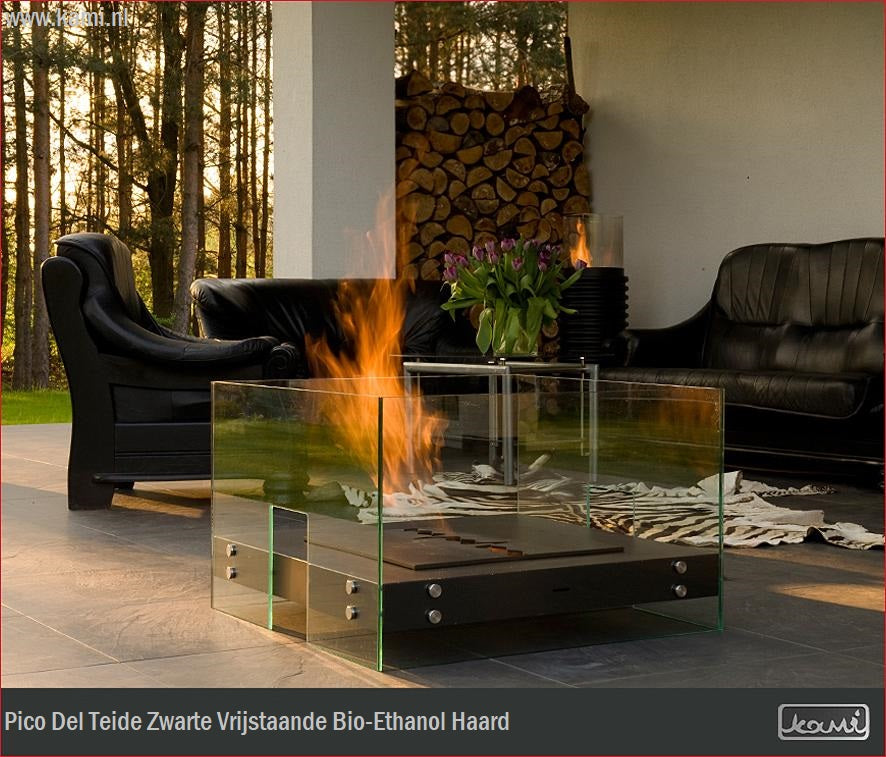 Pico Del Teide Zwart Bio Ethanol Vrijstaande Haard 80 CM