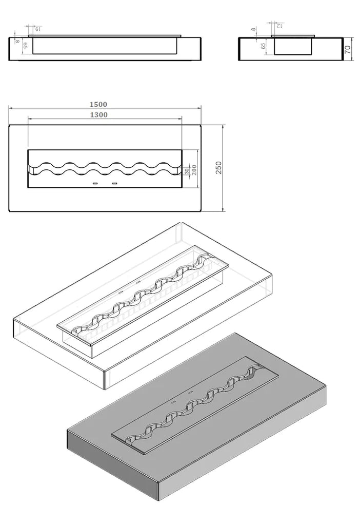 Fala Wave Bio-Ethanol Inzethaard 150 cm