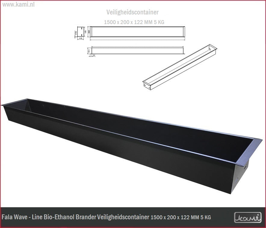 Fala Line Bio-Ethanol Brander 200 x 1500 MM