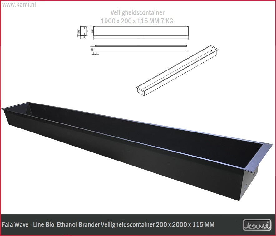 Fala Wave Bio-Ethanol Brander 200 x 1900 MM