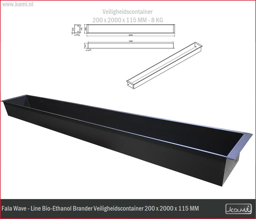 Fala Line Bio-Ethanol Brander 200 x 2000 MM