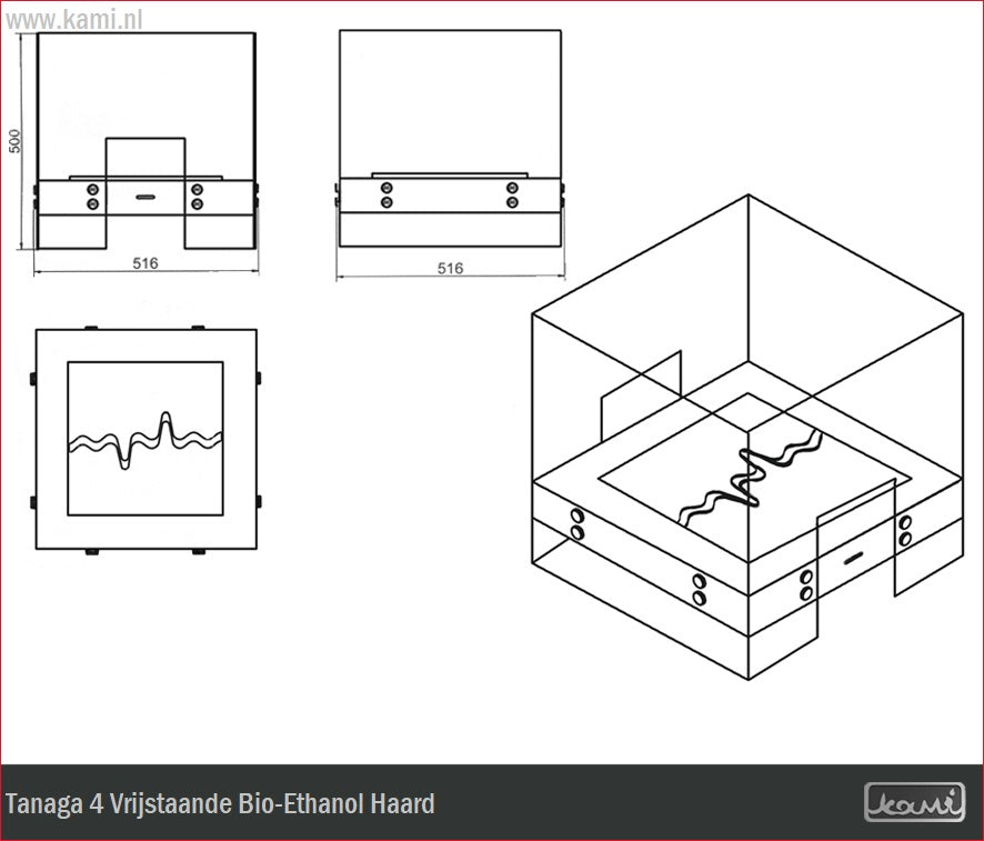 Tanaga 4 Bio-Ethanol Vrijstaand Haard 50 CM